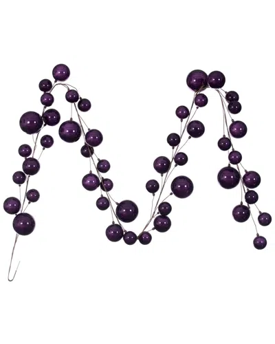 Vickerman 10ft Plum Pearl Branch Ball Wire Garland In Purple