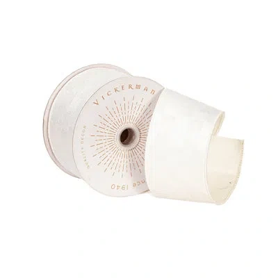 Vickerman 10yd Velvet Checkered Satin Back Ribbon. In White