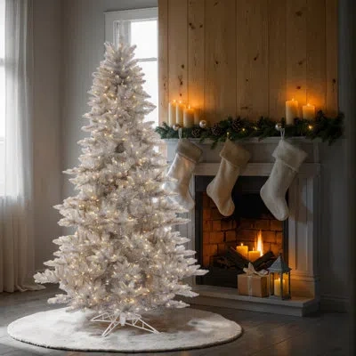 Vickerman 12' H Slender Silver Christmas Tree With Led Lights