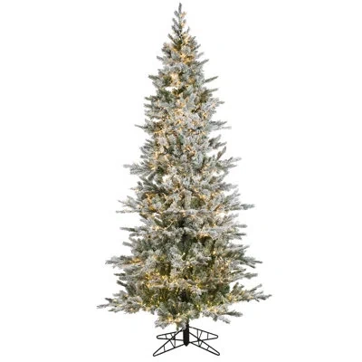 Vickerman 120'' H Slender White/green Realistic Pine Flocked/frosted Christmas Tree With 2300 Led Color Changi