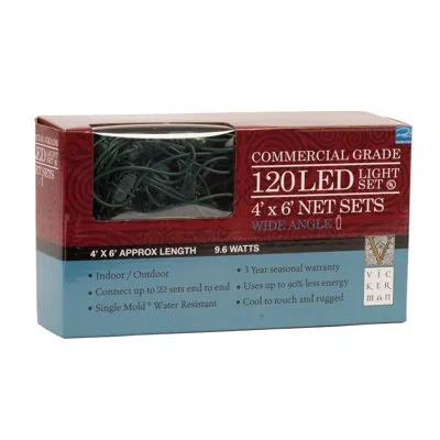 Vickerman 120 Red And Green Wide Angle Led Christmas Net Light Set, Green Wire In Green;red