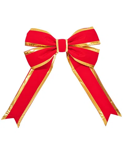 Vickerman 12in X 15in Red Canvas Gold Trim Outdoor Christmas Bow With Uv  Treated Material & Wire To