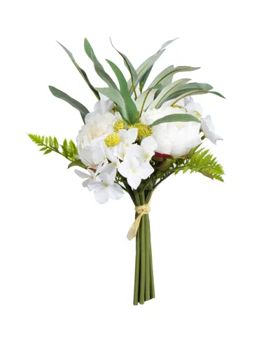 Vickerman 14'' Artificial White Peony Bouquet, Pack Of 2