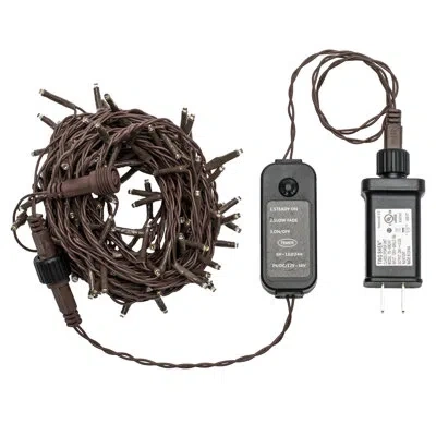 Vickerman 144 Warm White Led 2 Function Spider Light Set, 24'' Christmas Light Set, Brown Wire
