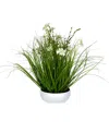 Vickerman 16.5" Artificial Potted Cream Cosmos And Green Grass. In Cream