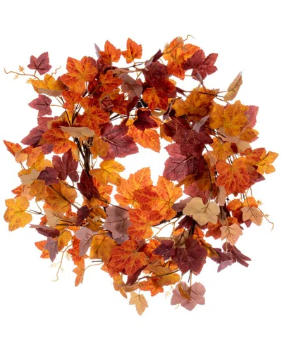 Vickerman 16in Artificial Fall Maple Leaf Candle Ring Wreath In Multi