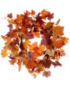 Vickerman 16in Artificial Fall Maple Leaf Candle Ring Wreath In Multi