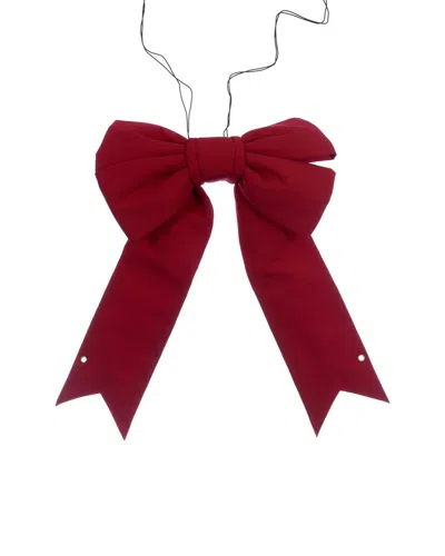 Vickerman 30in Red Canvas 4-loop Outdoor Christmas Bow With Hanging Wire In Brown