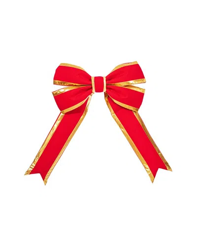Vickerman 18in X 23in Red Canvas Gold Trim Outdoor Christmas Bow With Uv  Treated Material & Wire To