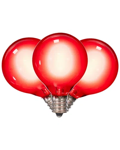 Vickerman 18-light Red Led Glass G40-e12 Filament Set With Green Wire