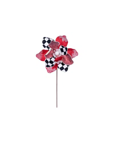 Vickerman 19in Red/white/black Magnolia Stem In Multi