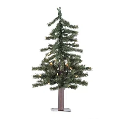 Vickerman 2' Natural Alpine Artificial Prelit Christmas Tree In Green