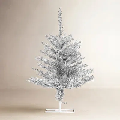Vickerman 2' X 20" Silver Tinsel Christmas Tree With 50 Warm White Led Lights.