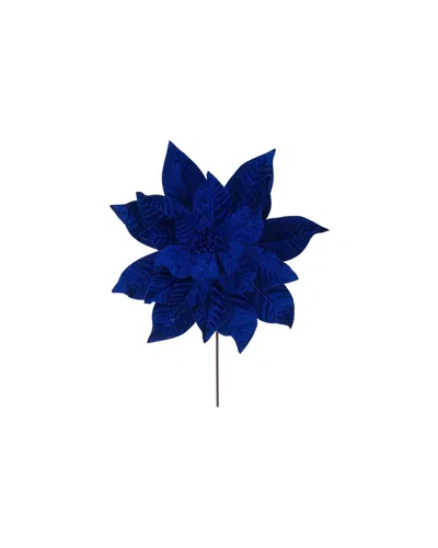Vickerman 21.5in Blue Poinsettia Stem, Set Of 2
