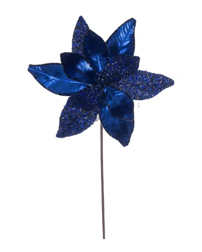 Vickerman 21.5in Midnight Blue Poinsettia Stem, Set Of 6