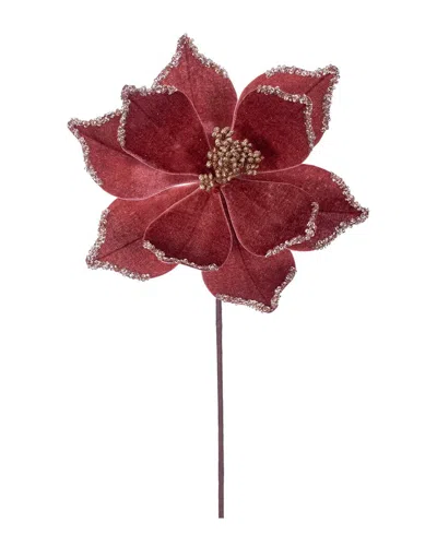 Vickerman 21.5in Rose Gold Poinsettia Stem In Red
