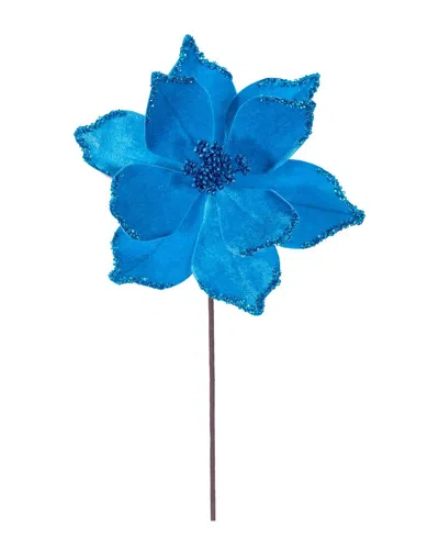 Vickerman 21.5in Turquoise Poinsettia Stem, Set Of 6 In Blue