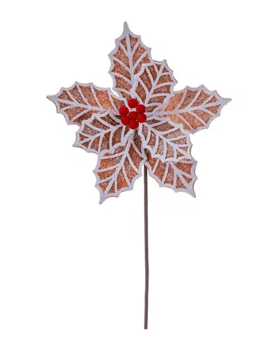 Vickerman 23in Brown/white Poinsettia Artificial Christmas Stem, Set Of 3