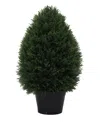 Vickerman 24" Artificial Cedar Teardrop Shaped Bush And Pot In No Color