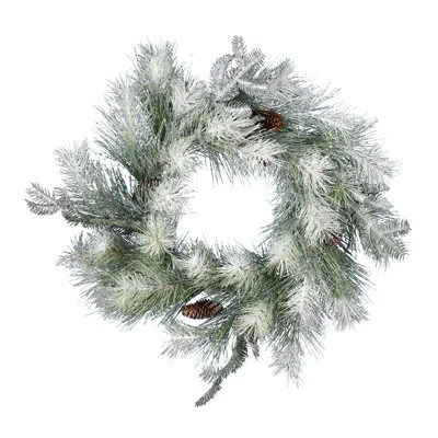 Vickerman 24" Frosted Ansell Pine Artificial Christmas Wreath, Unlit In Green