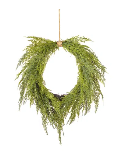 Vickerman 24in Green Cedar Heart Wreath With Jute Rope