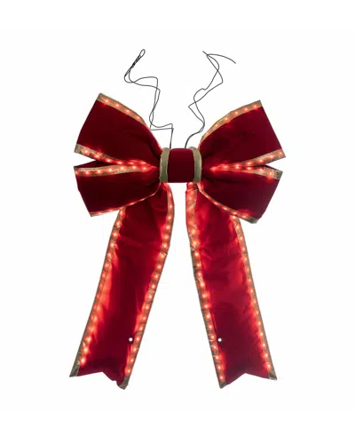 Vickerman 24in X 30in Red Velvet Gold Trim Outdoor Christmas Bow With Uv  Treated Material & Wire To