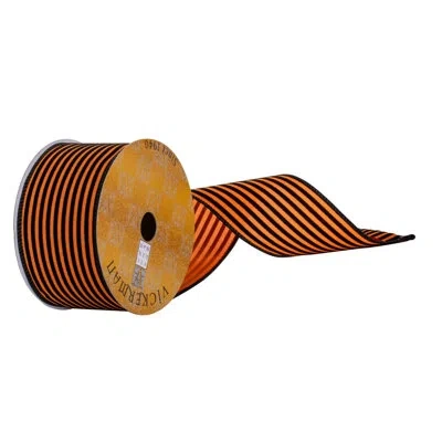 Vickerman 2.5" X 10 Yard Velvet And Wired Ribbon. In Black,orange