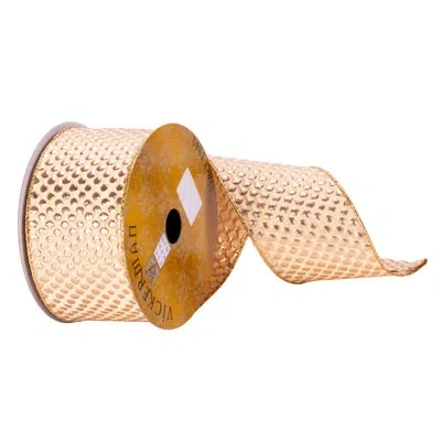 Vickerman 2.5" X 10 Yards Champagne With Champagne Spots Ribbon
