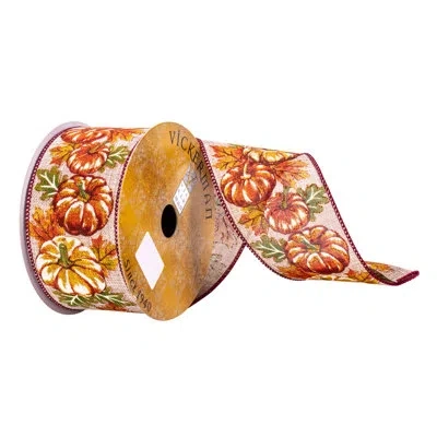 Vickerman 2.5" X 10 Yards Cream Pumpkin Ribbon