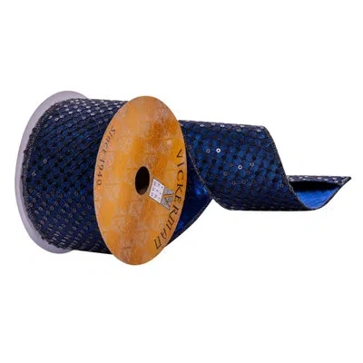 Vickerman 2.5" X 10 Yards Midnight Blue Sequin Ribbon.
