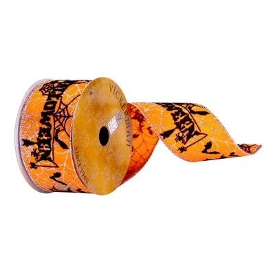 Vickerman 2.5" X 10 Yards Orange And Black Halloween Ribbon