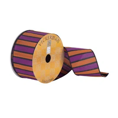 Vickerman 2.5" X 10 Yards Orange And Purple Striped Christmas Ribbon