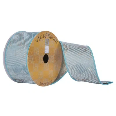 Vickerman 2.5" X 10 Yards Teal Chevron Pattern Sheen Christmas Ribbon
