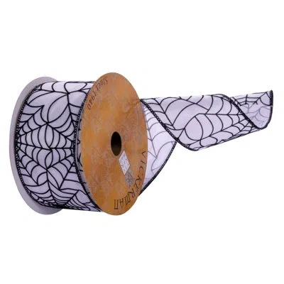 Vickerman 2.5" X 10 Yards White And Black Spiderweb Ribbon.