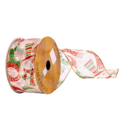 Vickerman 2.5" X 10 Yards White Mesh Snowman Ribbon
