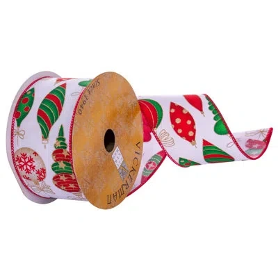 Vickerman 2.5" X 10 Yards White Novelty Ornaments Ribbon.