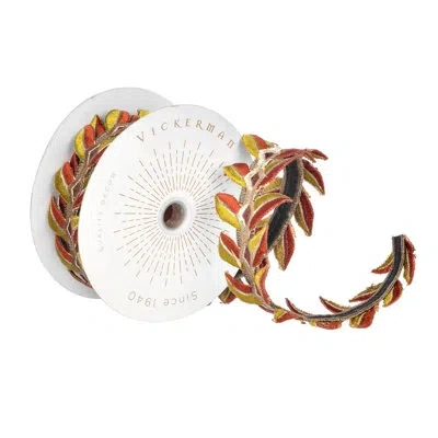 Vickerman 2.5" X 5 Yards Harvest Leaves Wired Edge Christmas Ribbon. In Olive