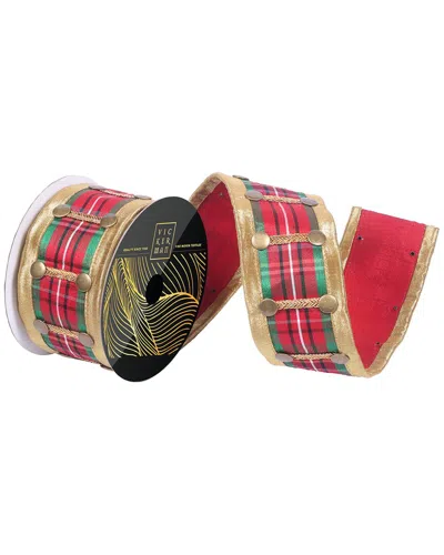 Vickerman 2.5in X 10-yard Multi Tartan Nutcracker Button Ribbon