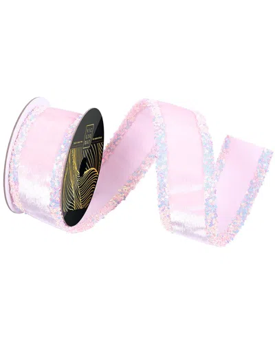 Vickerman 2.5in X 5-yard Pink Velvet Wired Ribbon In Multi