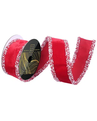 Vickerman 2.5in X 5-yard Red Velvet Wired Ribbon