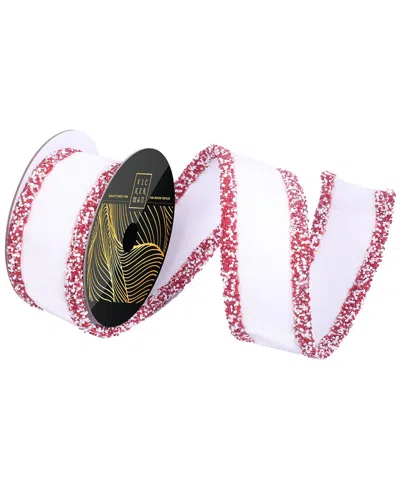 Vickerman 2.5in X 5-yard White Velvet Wired Ribbon In Red
