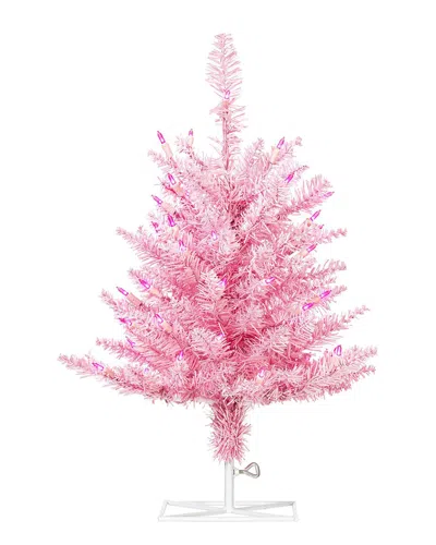 Vickerman 2ft Pink Artificial Christmas Tree With 50 Pink Led Lights