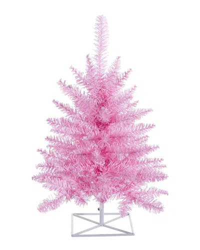 Vickerman 2ft Pink Artificial Unlit Christmas Tree With 84 Pvc Tips & Plastic  Tree Stand