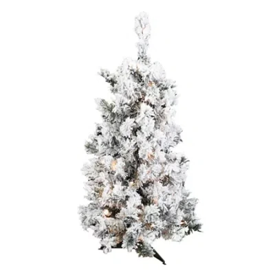 Vickerman 3 Foot Pre-lit Flocked Christmas Tree In White