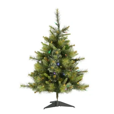 Vickerman 3' Mixed Cashmere Pine Artificial Christmas Tree With Led Multi Light In Green
