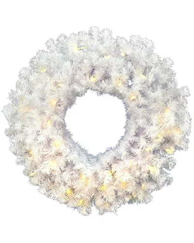 Vickerman 30in Crystal White Spruce Artificial Christmas Wreath With Warm  White Led Mini Lights