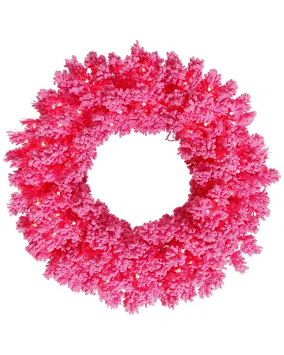 Vickerman 30in Flocked Pink Fir Artificial Christmas Wreath