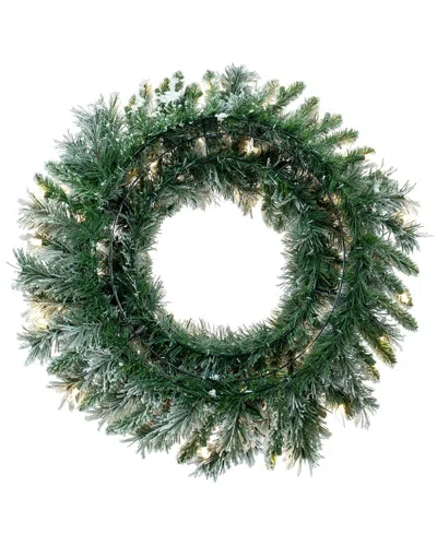 Vickerman 30in Flocked Snow Ridge Artificial Christmas Wreath In Green