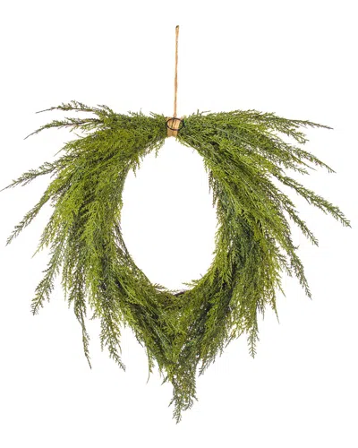 Vickerman 30in Green Cedar Heart Wreath With Jute Rope