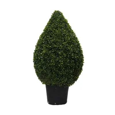 Vickerman 36" Hx20" D Boxwood Teardrop Shaped Bush In A Black Planters Pot Uv Resistant In Green